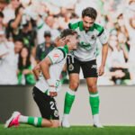 Andrés celebra uno de los tres goles con Zabiri | Fuente: Racing de Santander