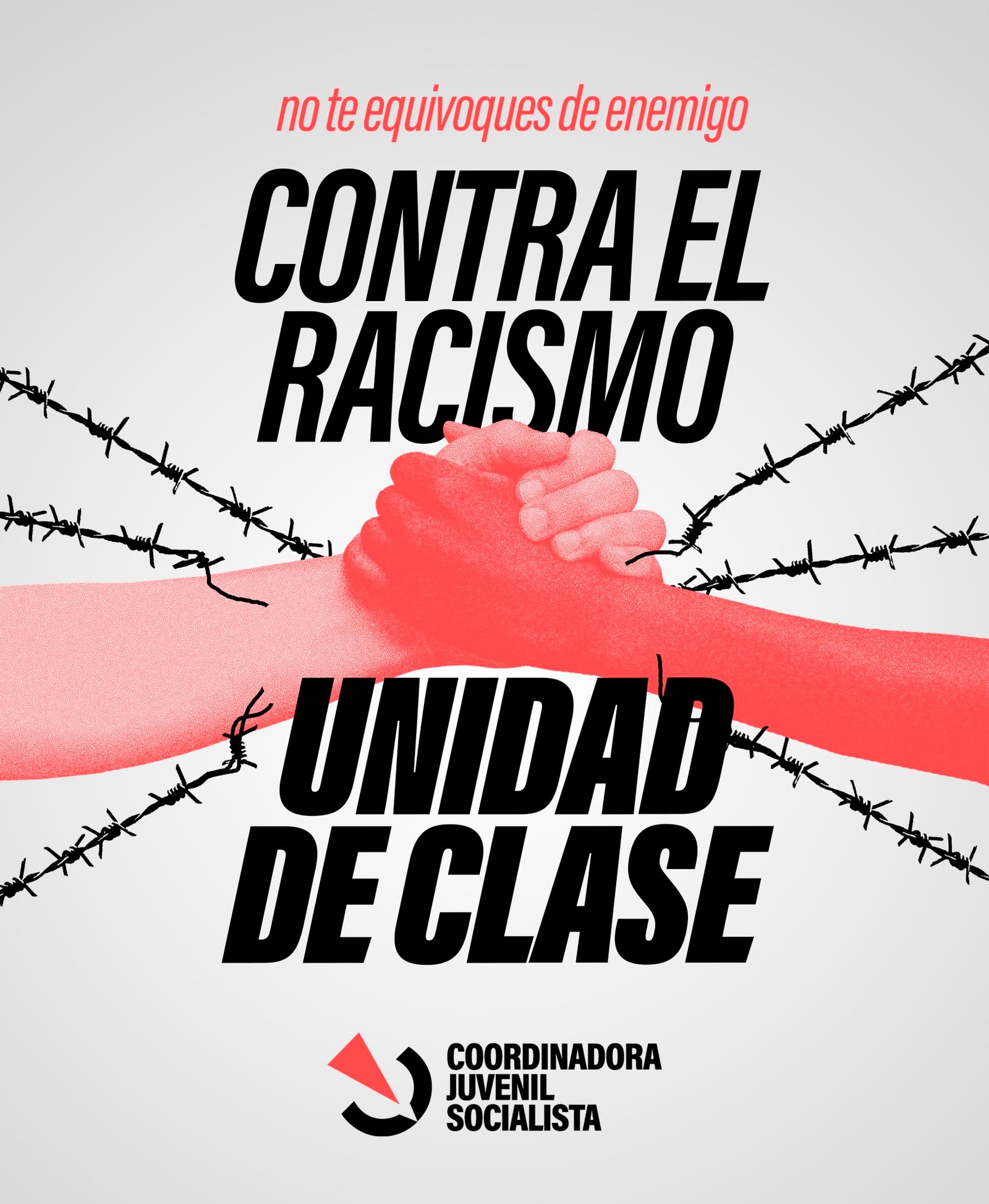 Cartel de la Coordinadora Juvenil Socialista con la concentración contra el racismo en Santander