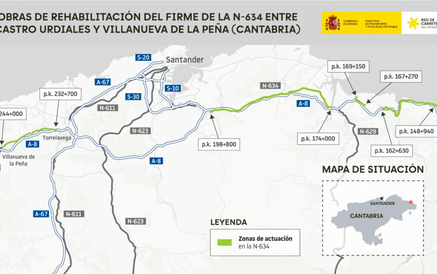 Transportes licita por 11,9 millones la rehabilitación de la N-634 entre Castro Urdiales y Villanueva de la Peña