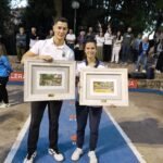 Víctor González y Marta Castillo posan tras ganar el Premio de Bolos del PRC Memorial Javier López Marcano en Reinosa.