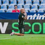Pablo García celebra su gol con el Racing ante el Rayo Vallecano