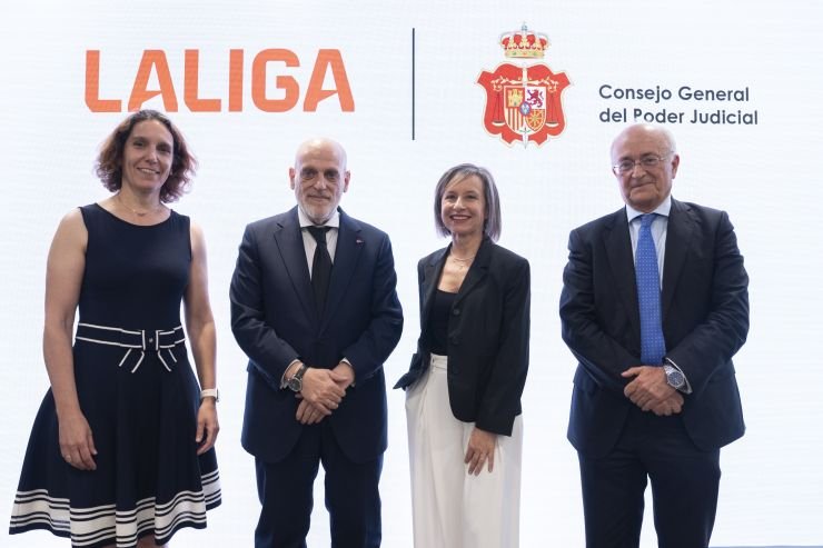 Javier Tebas durante las jornadas de formación sobre delitos de odio en el deporte.