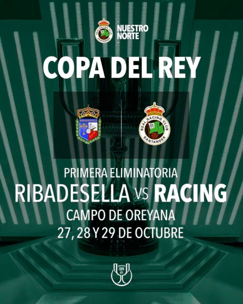 Cartel del partido entre el Racing y el Ribadesella de la Copa del Rey