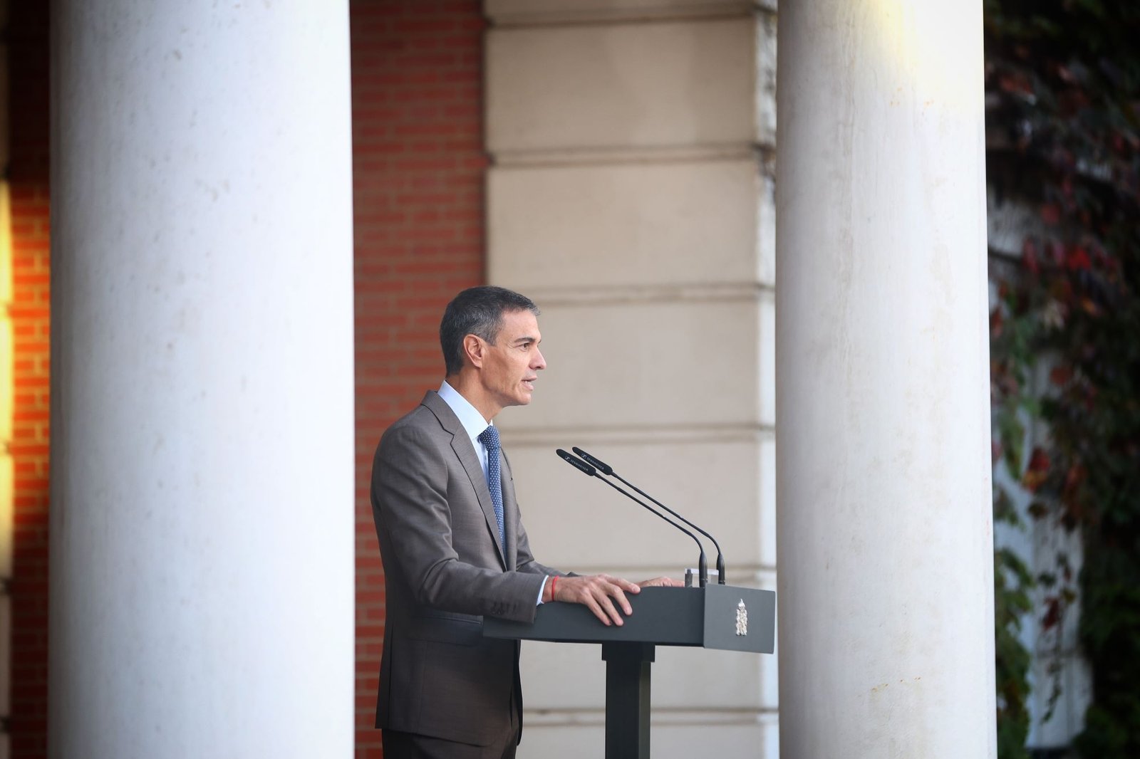 Pedro Sánchez durante la declaración en la que anunció el adelanto electoral