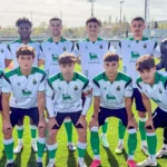 Once inicial del Rayo Cantabria posando antes del partido ante el Alavés B en Vitoria.