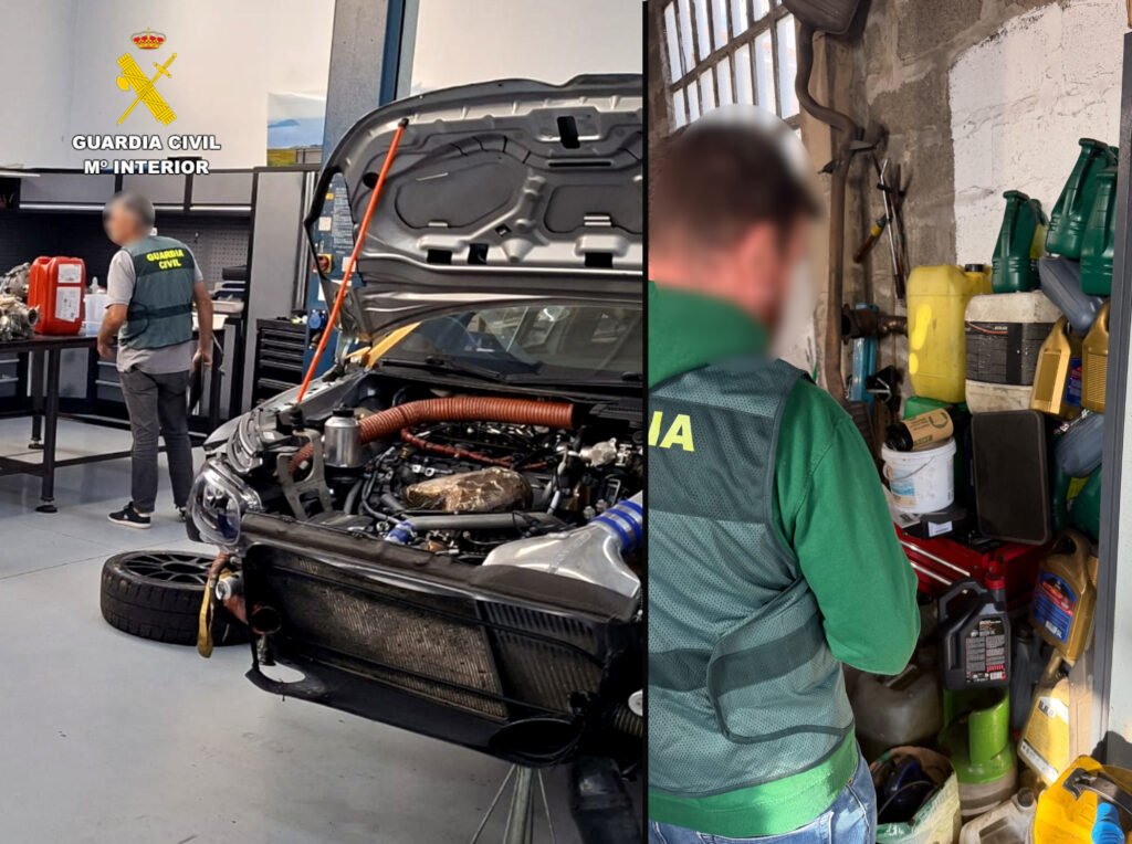 Inspección del SEPRONA de la Guardia Civil en un taller mecánico ilegal de Cantabria